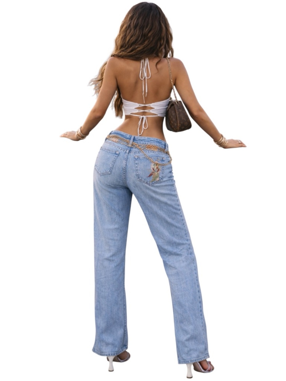 ROBERTO CAVALLI Y2K EMBROIDERED BOHO BOOTCUT JEANS